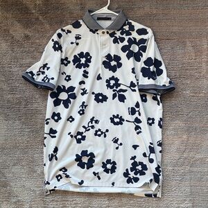 Greyson Navy Floral Polo Shirt